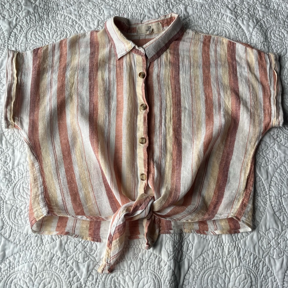 Thread & Supply Cream front-tie button up